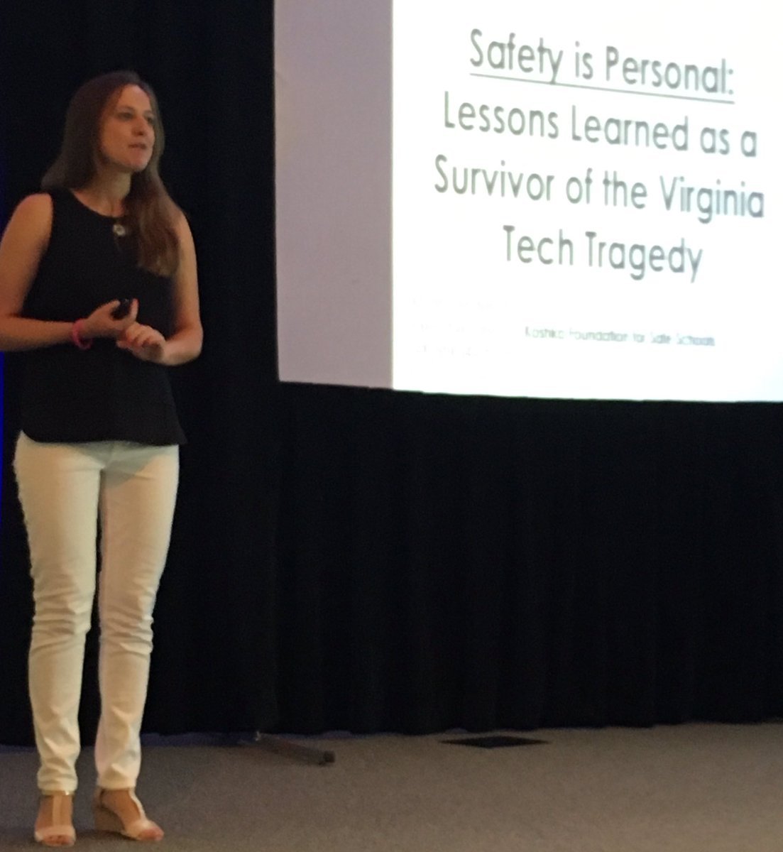 EESPrincipal's tweet photo. Lessons from #VirginiaTech survivor @KoshAnderson at #TASSRO Safe Schools Conference. @NASRO_Info @Koshka4Schools https://t.co/t1q3T8Wbf0