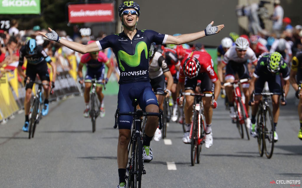 cyclingtips's tweet photo. ICYMI: Jesus Herrada (Movistar) times finishing kick to perfection to win Dauphine stage https://t.co/RFTzUhTeiE https://t.co/I4STOJzb0K