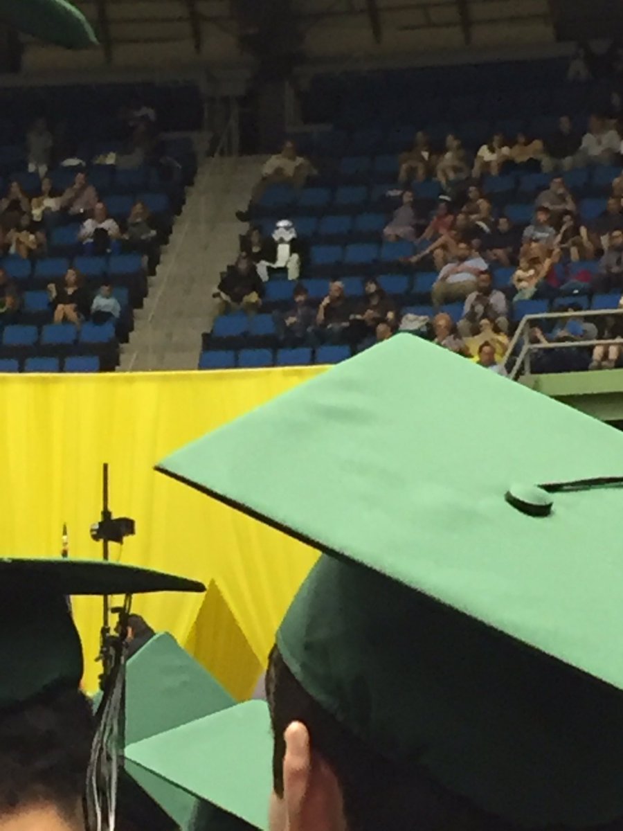 9GAG's tweet photo. When you got your kids graduation at 6 but gotta report back to the Death Star at 7 https://t.co/XXp57NOiyA