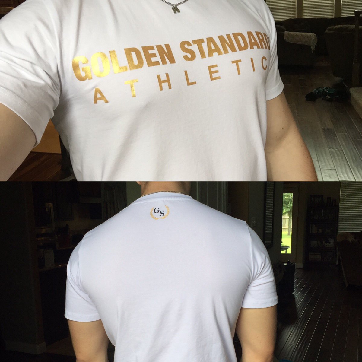 GoldenStandAth's tweet photo. New shirts are in. 95% cotton and 5% spandex. They will be on the site soon! #fitness #health https://t.co/zIh0rsqtct