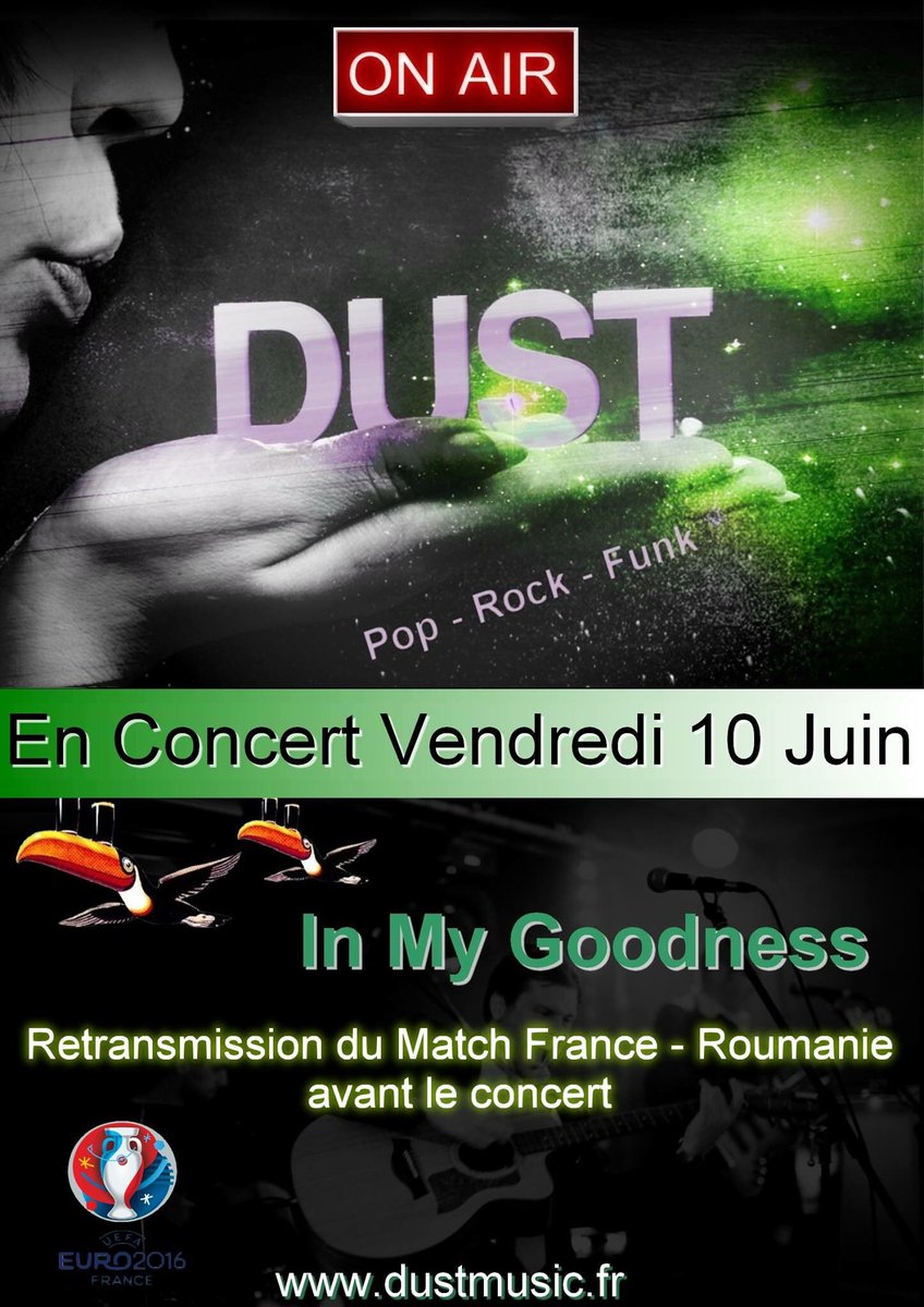 MGAmiens's tweet photo. Ne manquez pas , vendredi 10 juin , le concert de #Dust au My Goodness . #MGamiens #Amiens https://t.co/r1AOnj0qAg