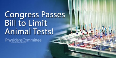PCRM's tweet photo. Congress passes #TSCA bill which minimizes animal tests &amp; modernizes toxicity testing. @POTUS, pls sign immediately! https://t.co/J3TOU2puX0