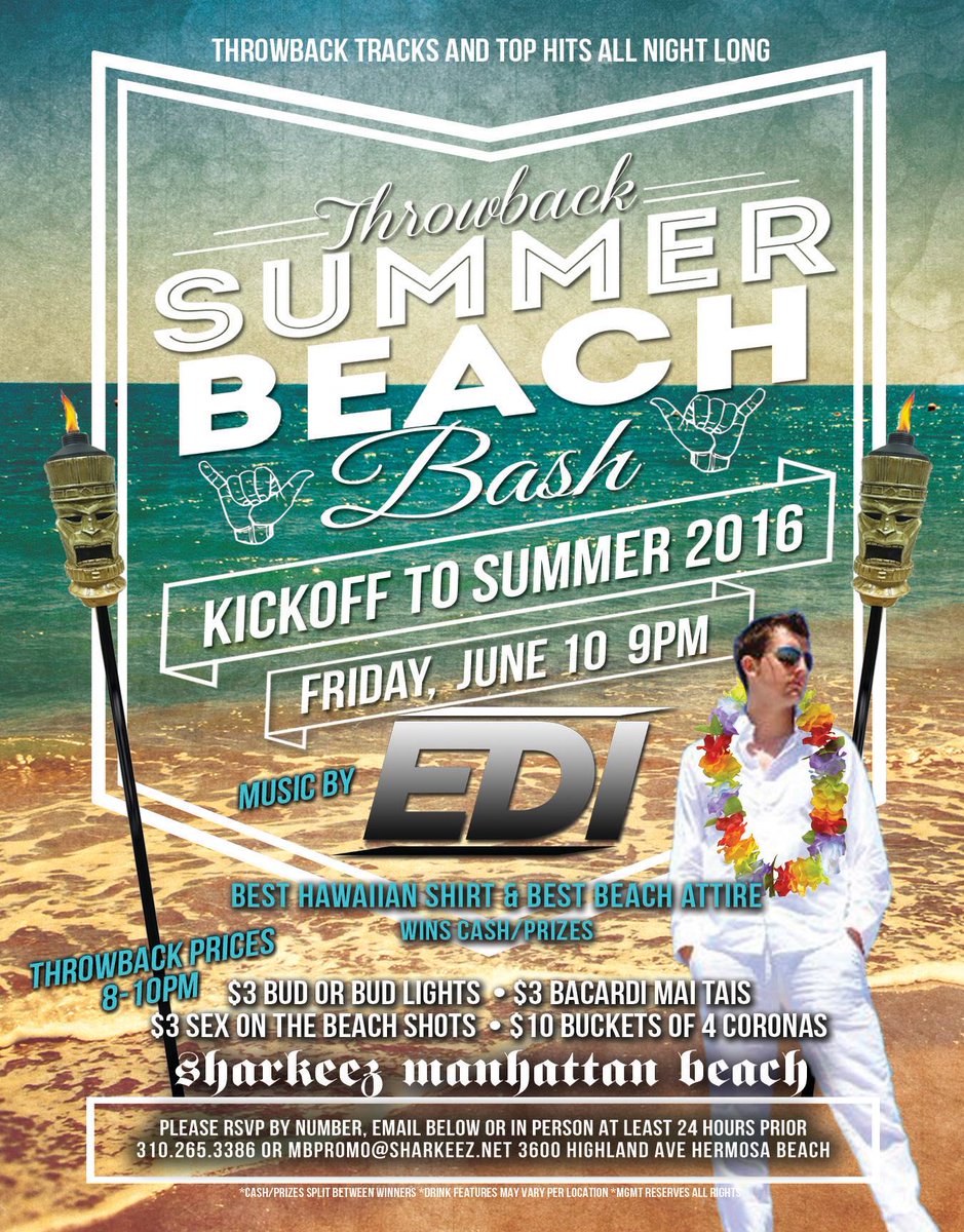 Join us on Friday June 10th for our annual Summer Beach Bash!  #summer #kickoff #party #manhattanbeach #southbay