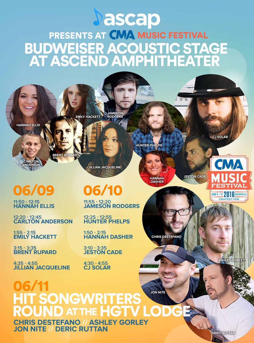 CJSolar's tweet photo. Closing out the @ASCAP @Budweiser stage for @CountryMusic Fest on Friday at Ascend Amphitheater. #FanFair2016 https://t.co/dcubcZIcrq