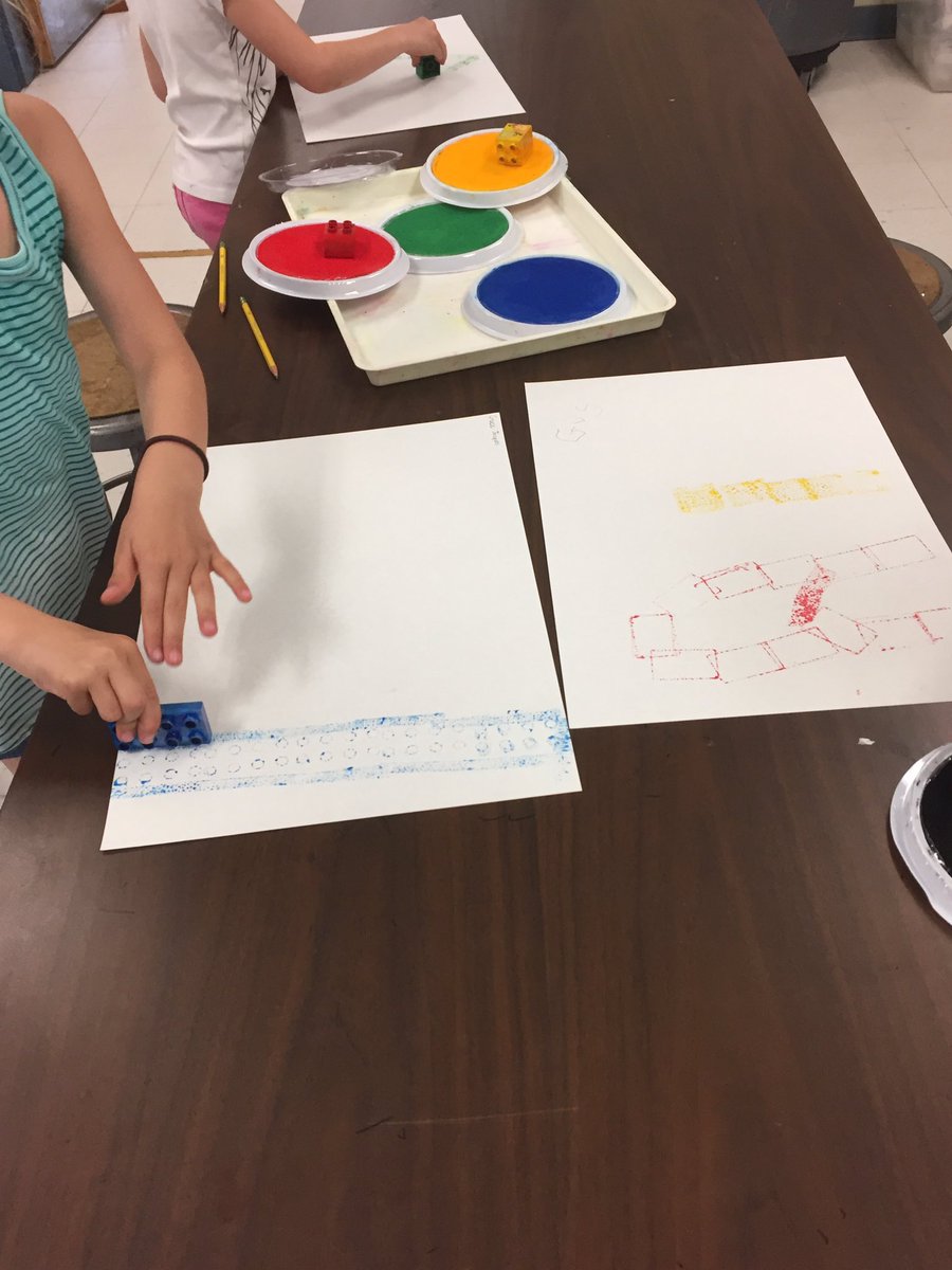 warrenschoolart's tweet photo. This week in art: Lego printing and paint volcanoes!  Thanks @AEFIpublicity for the STEAM grant! https://t.co/GlnvkmQoAm