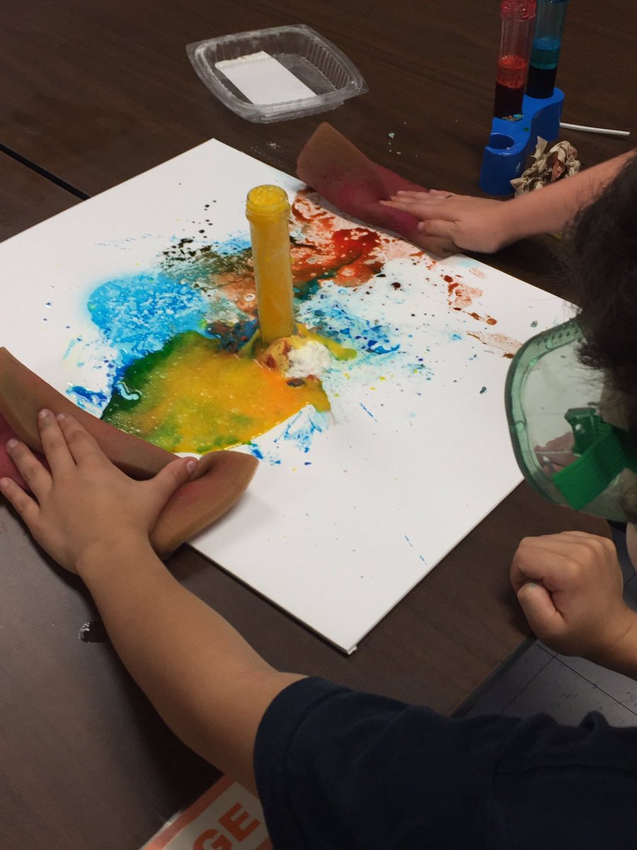 warrenschoolart's tweet photo. This week in art: Lego printing and paint volcanoes!  Thanks @AEFIpublicity for the STEAM grant! https://t.co/GlnvkmQoAm