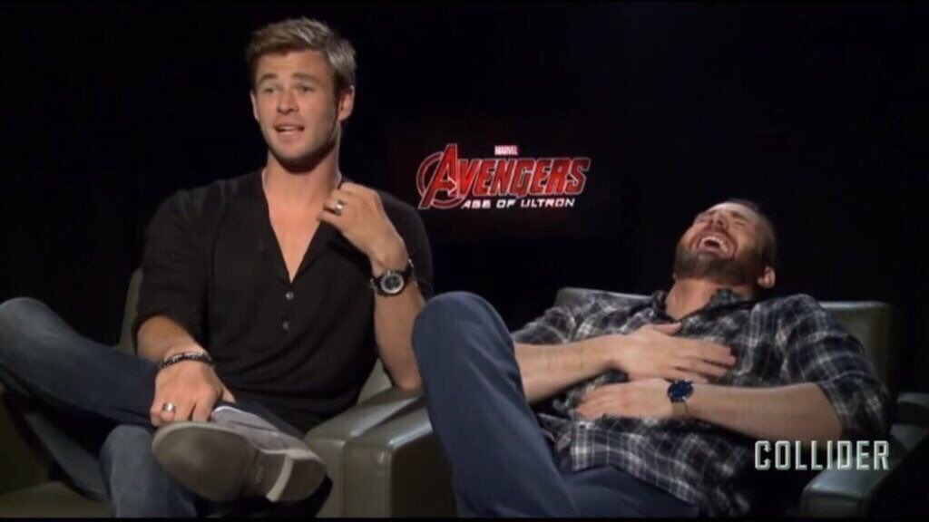 officialcutebae's tweet photo. Chris Evans laughing really hard while everyone else is unaffected 😂😂 https://t.co/uefBin8cWm