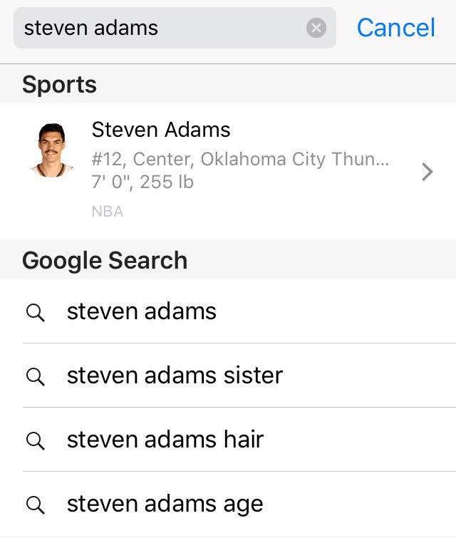 When you google <a href="/RealStevenAdams/">Steven Adams</a> and you see the that his sister and his hair are top searches!