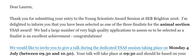 Excited to be a finalist for the #YoungScientistAward at #SEBAMM Brighton!  @SEBiology @CoralCoE @enviro_sci @jcu