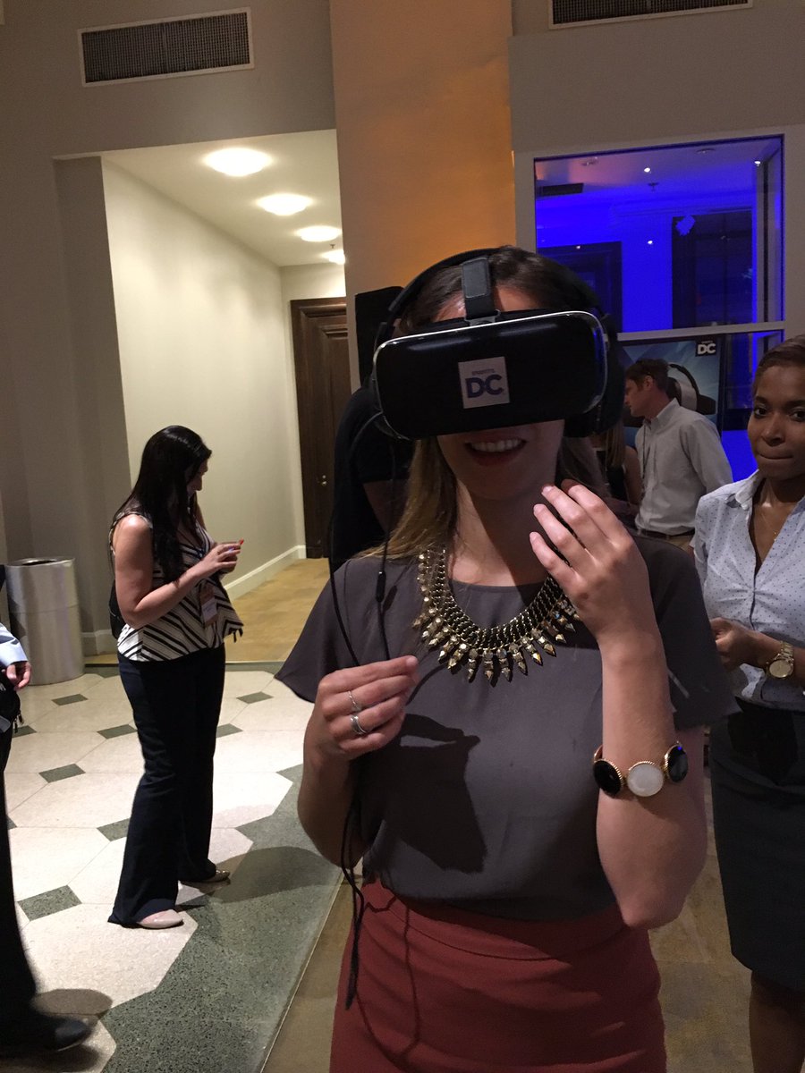 DaveSchoools's tweet image. @oculus #VR at @1776 #ChallengeCup. She didn&apos;t see me take this photo. #VRproblems