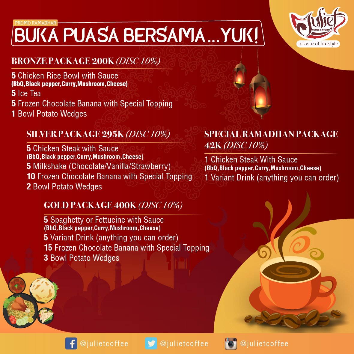 yg bingung mau bukber kemana,ke juliet coffee aja,ada yg seru lho hehe