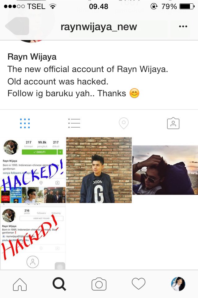 [INFO] #Rayners, karena akun Instagram bang <a href="/raynwijaya/">Rayn wijaya</a> kena hack, jadi akun Instagram terbarunya "Raynwijaya_new" 😃