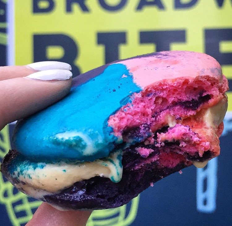 Rainbow salted caramel ice cream macaron sandwich‼️