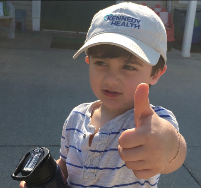 JeffHealthNJ's tweet photo. Joseph Wehbe, son of Chief Population Health Exec @Anthonywehbe gives a thumbs up to #KennedyHealth @Phillies https://t.co/lyPkYyLu41