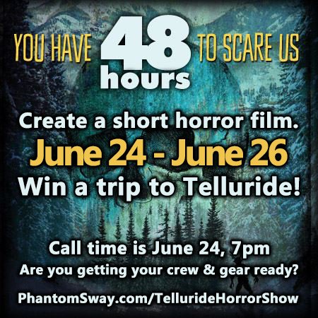 PhantomSway's tweet photo. In 2 weeks you'll have 48 hours (from June 24th - June 26th) 2 create a #Horror film! Deadline June 2 #Phantom48 https://t.co/11xbY5Yutc