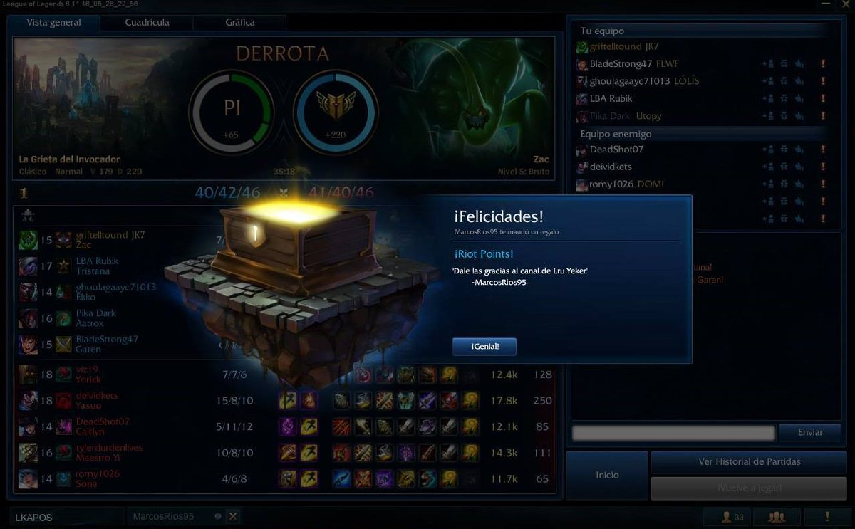 LruYeker's tweet photo. Al fin nos llegó respuesta :D Parece que no era un Robot, felicidades y que lo disfrutes. @Lol_Lat #SorteoRiotPoints https://t.co/O3Vx80SHio