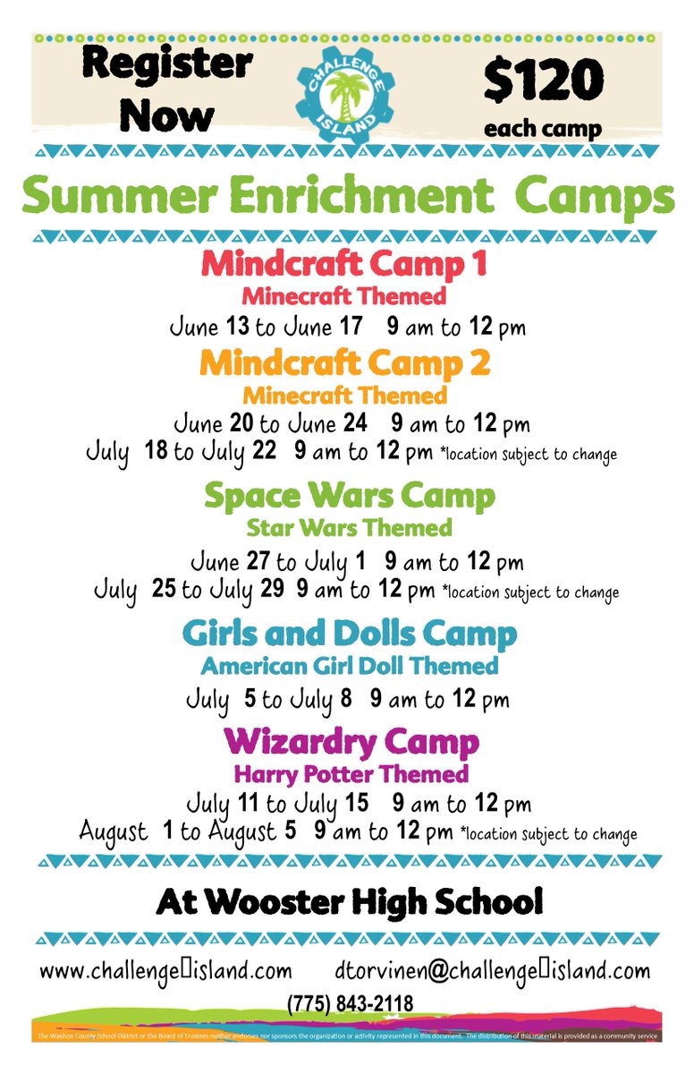 CIRenoSparks's tweet image. Keep your kids learning and entertained with summer enrichment camps.  Check out all our themes. #STEAMwork #STEM