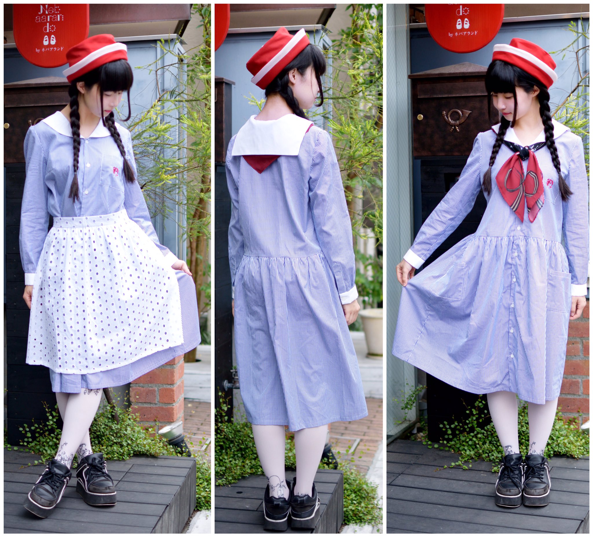 ブルー系 M一番の贈り物 ネバアランド Neb ran Do 子羊エプロンワンピース ひざ丈ワンピース ワンピース ブルー系m Www Marengoef Com