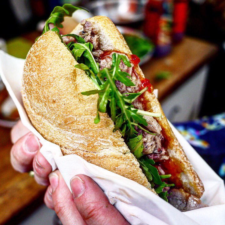 The finer things in life - A hog roast bap at <a href="/SCFoodMarket/">Southbank Centre Food Market</a>