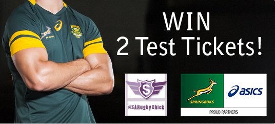 AllJoburg's tweet photo. WIN! 18 JUNE TEST - RT &amp; follow @ASICS_ZA &amp; @SARugbyChick &amp; you could win 2 test tickets to Emirates Park! #ssrugby https://t.co/go7XGAjIvX