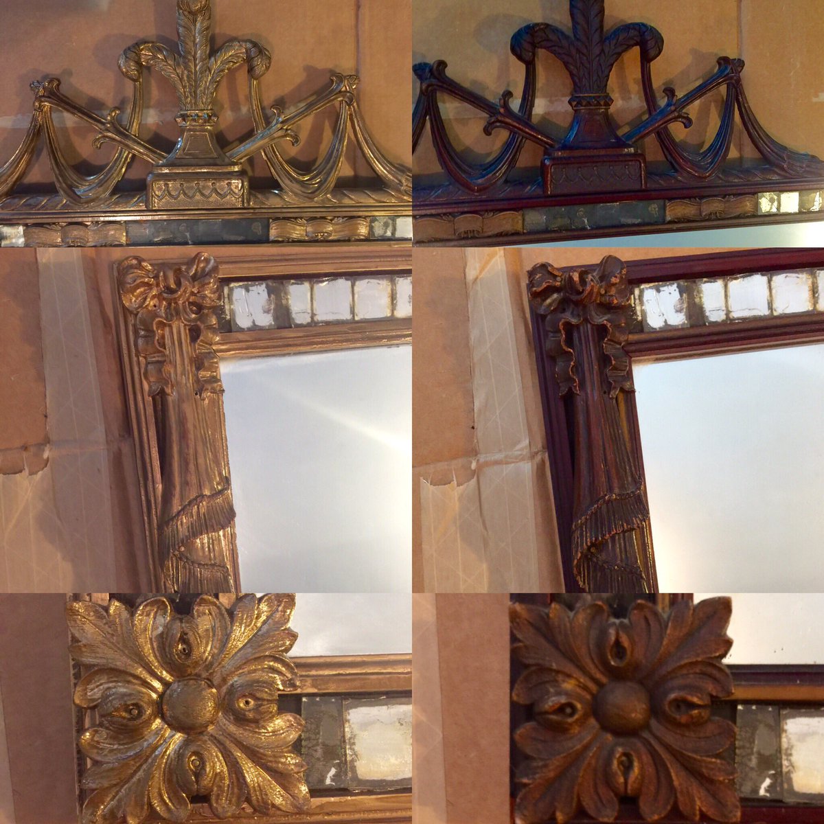 Luke_Frey's tweet photo. First #DIYyourSummer project complete! Restored an antique mirror from dark wood to antique gold. #NewApartment https://t.co/OYPSauxnmF