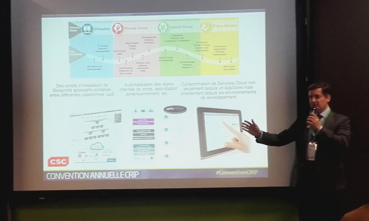 DXCfrance's tweet photo. Jean-Marc Deniau: "#AgilityPlatform, orchestrer le #cloud av 1 plateforme en avance sur le marché" @CRIP_ITIFORUMS https://t.co/i1giRG8xjF