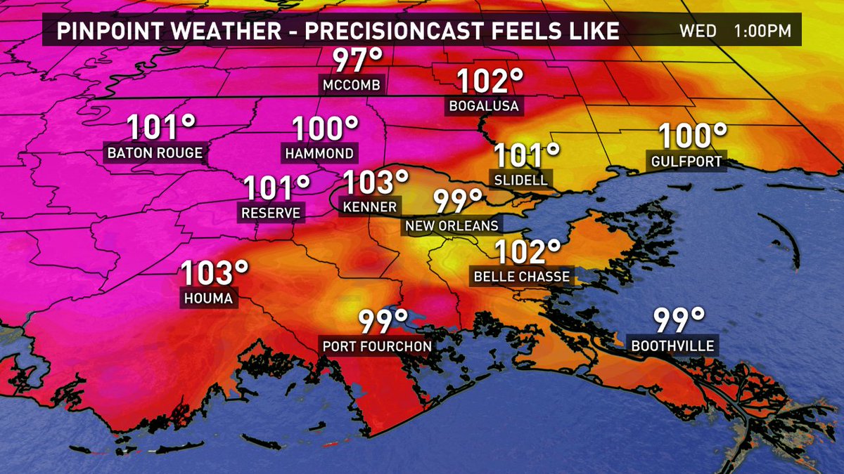 Dave_Nussbaum's tweet photo. It will feel like 103° this afternoon in #NewOrleans! #humidcity #lawx @WWLTV https://t.co/3MEP7MrAlW