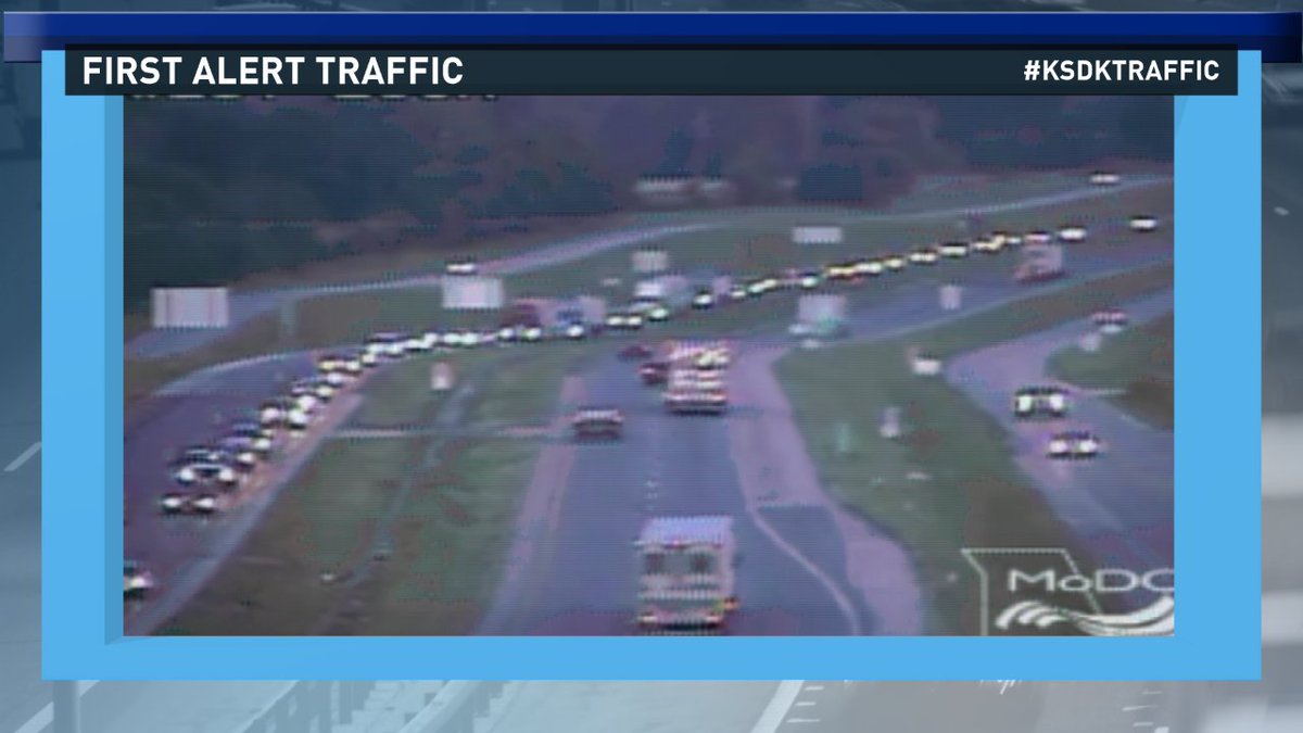gpseith's tweet photo. Single file! Overnight road work still has one lane blocked EBi70 #Foristell shud open 6am. Backup to T/W #KSDK https://t.co/hWLVCxIYiJ