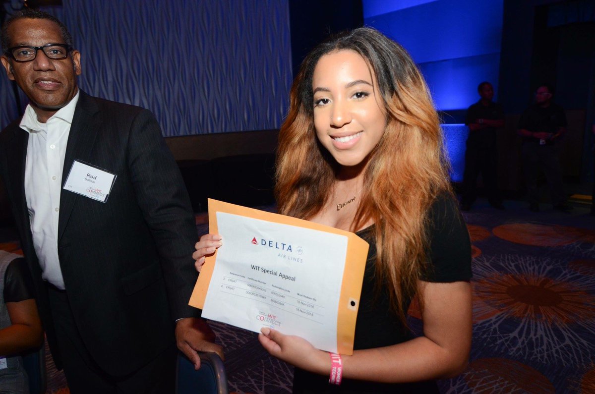 WIT_Girls's tweet photo. #TBT Congrats to Etienne Batiste also receiving gift of Delta round Trip tickets at #WITConnect2016 @witatl https://t.co/Km550d5YrR