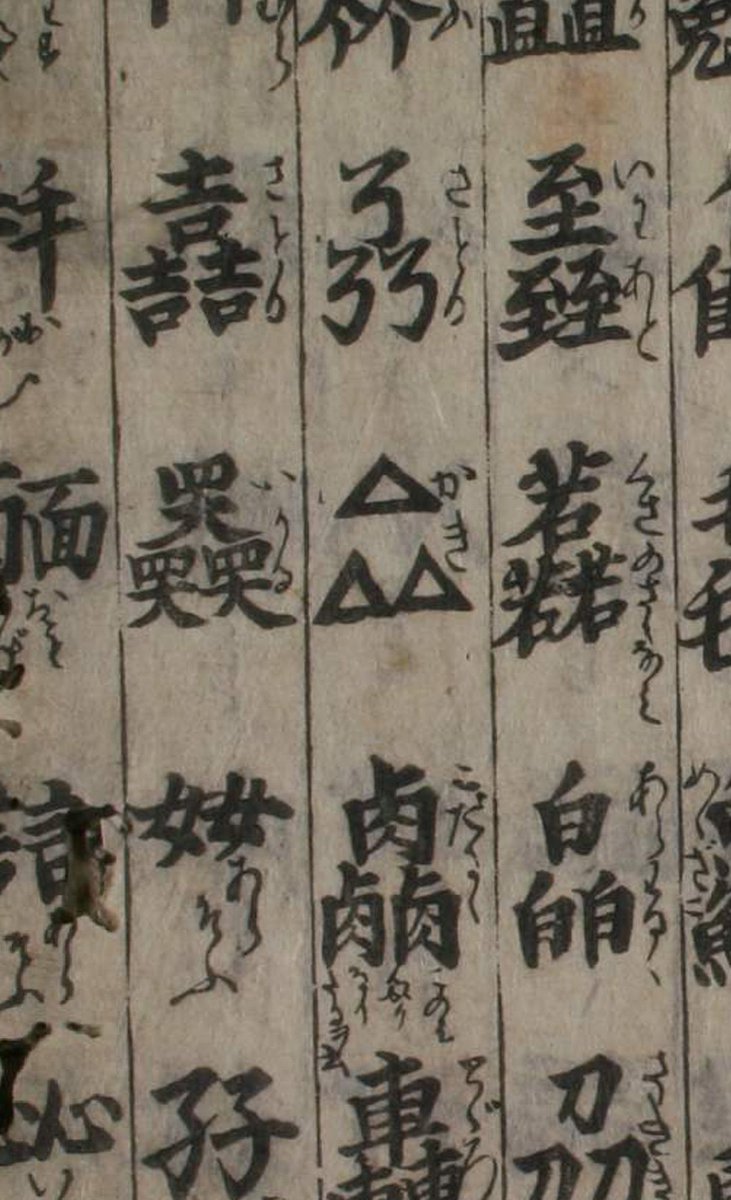 拾萬字鏡 7irigoma7 童子字盡安見 須原屋茂兵衛 正徳6 1716 という和書に見える字で かき と書かれていますが柿なのか垣なのか牡蠣なのかわかりません 形は中国の 厽 ルイ 土を高く盛る意 に似ますが 関係性は不明です T Co
