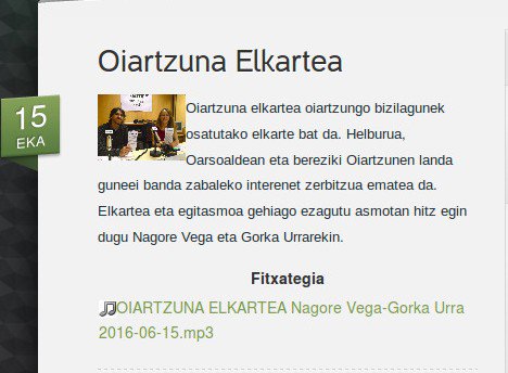 Dagoeneko sarean <a href="/OiartzunIrratia/">Oiartzun Irratia</a>-n egin diguten elkarrizketa. Info+: oiartzuna@gmail.com oiartzunirratia.eus/attachments/ar…