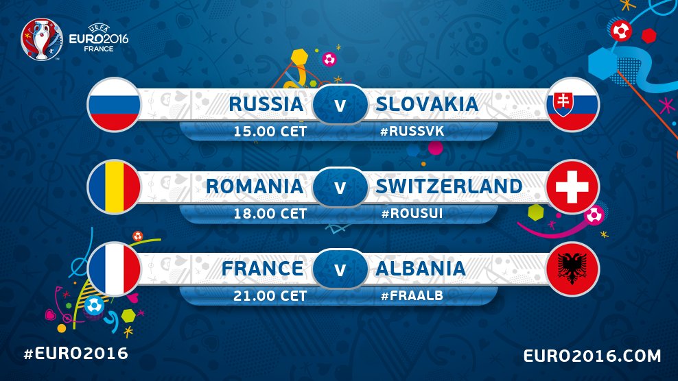 Matchday two starts right here. Can you pick three winners?
#EURO2016 uefa.to/1Uuvpb8