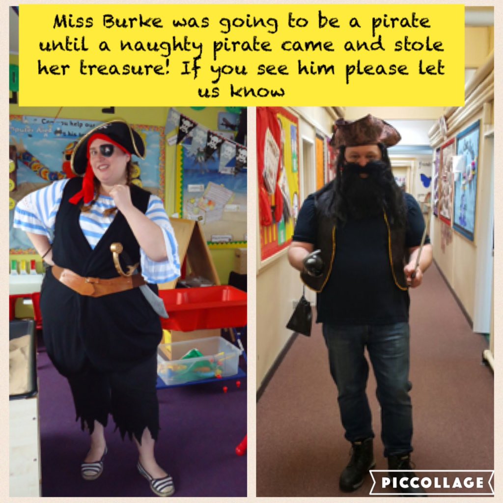 HOCS_EYFS's tweet photo. Pirates off the starboard bow! A pirate has stolen F2's treasure. If you see him please let Miss Burke know. #EYFS https://t.co/4ruTU9H3OF