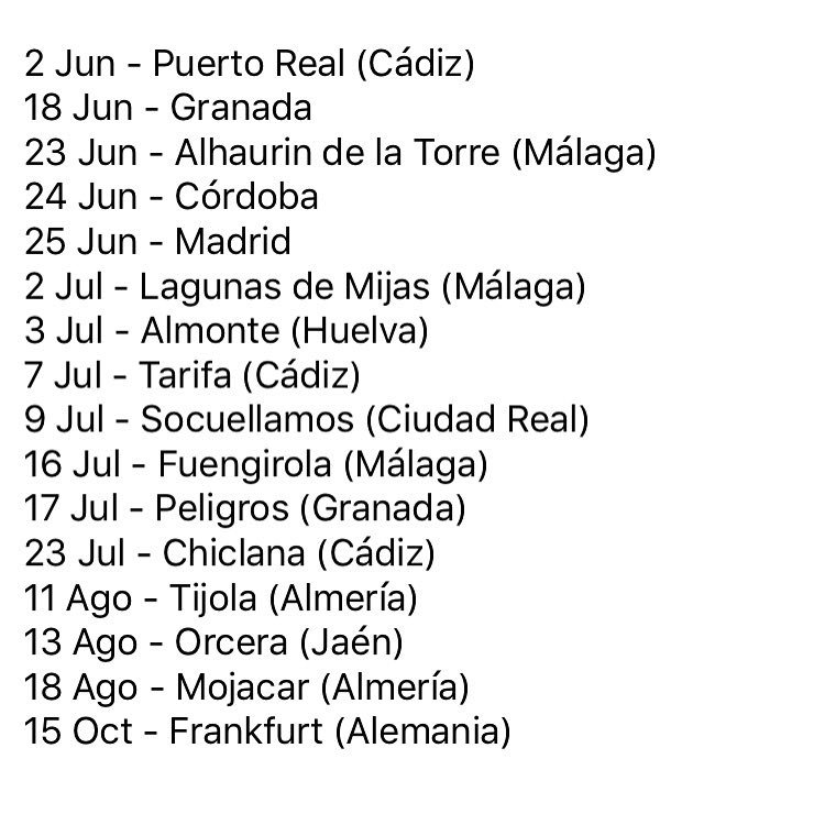 Sergi0Contreras's tweet photo. Lista de conciertos y sesiones actualizada a día de hoy. Seguimos confirmando fechas familia!
😃🙌 https://t.co/pxR5khFPEE