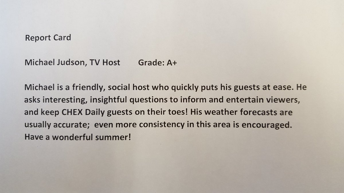.<a href="/Mike_Judson/">Mike Judson</a> <a href="/CHEXDaily/">CHEX DAILY</a>  To counteract your traumatic memories of report cards!
