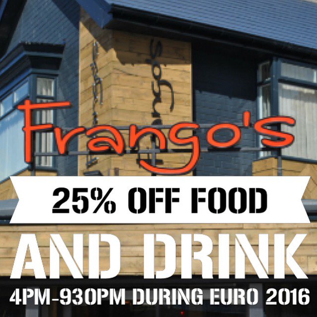 frangospiri's tweet photo. Spice up @EURO2016 with 25% off food and drink when you buy a main meal between 4pm-930pm. #flirtyfrangos #Boro https://t.co/gOBG8m7WY1