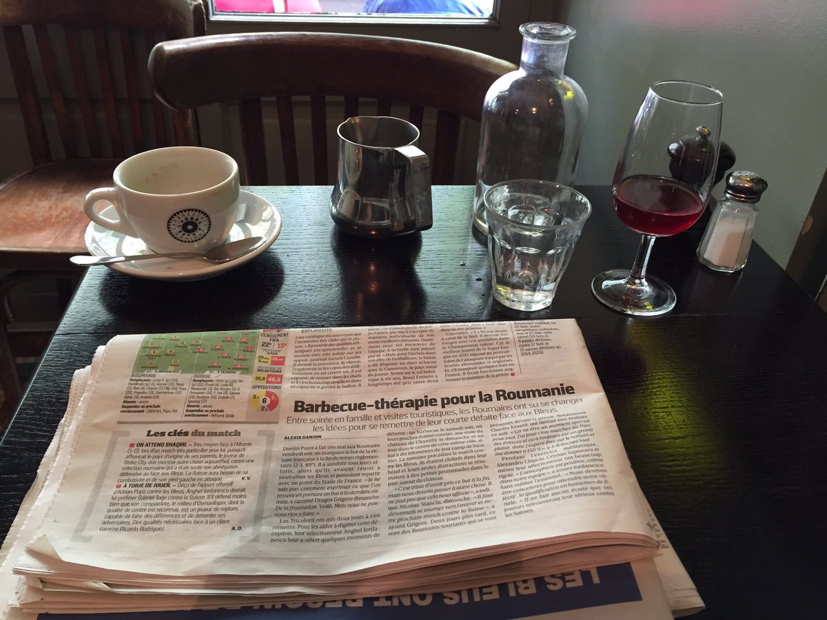 BradFeldman_'s tweet photo. This is how I prep for #RomvSui @lequipe #bourgogne #americano #cafedelanouvellemarie #EURO2016 https://t.co/R1akbqqZAS