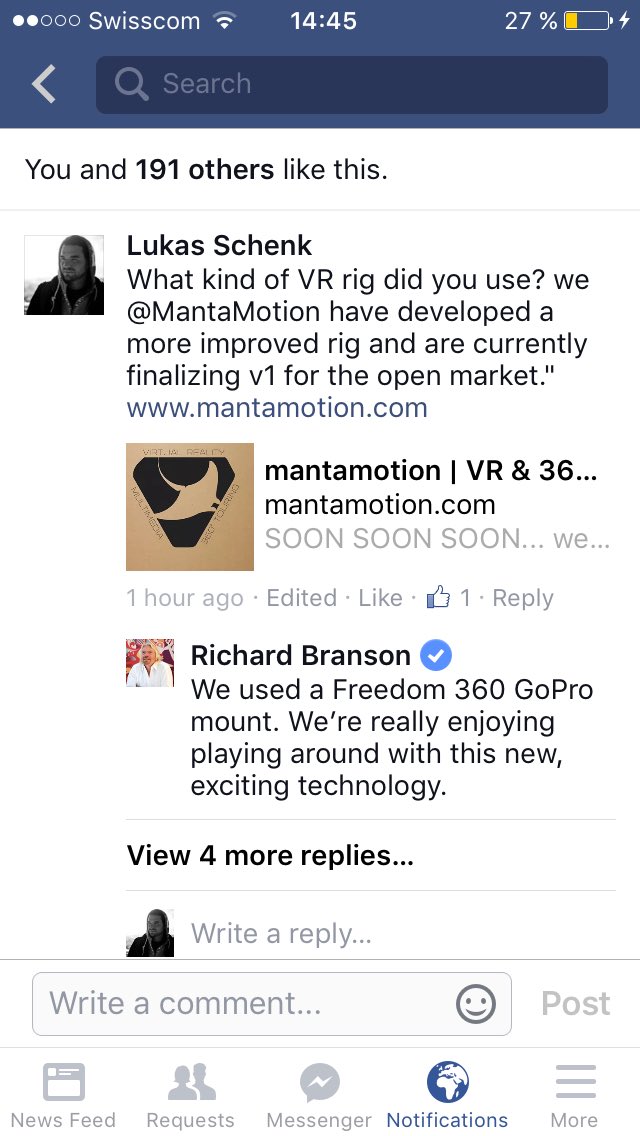 Wow @richardbranson is using VR technology now we need to get him to test our new @mantamotionpro 360 rig ;) https://t.co/Hl9dW2WtBh
