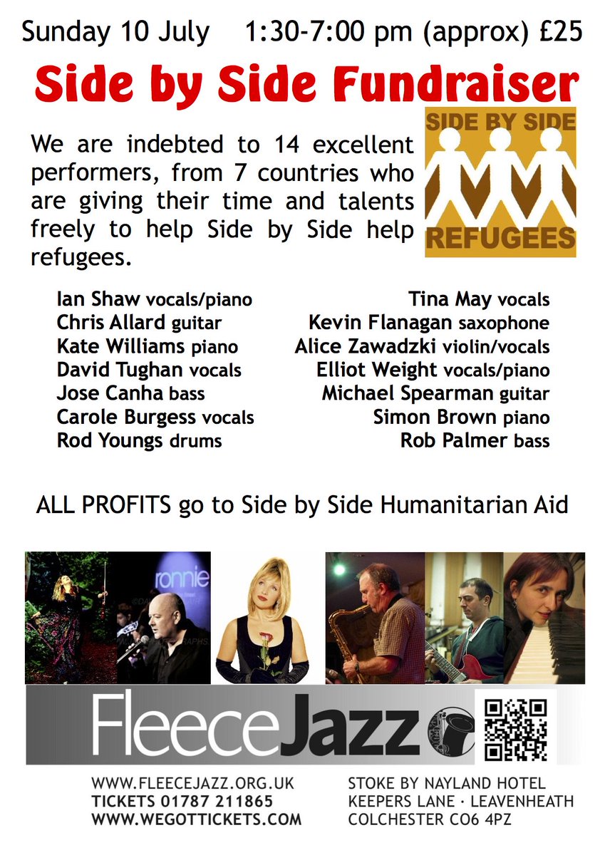 Poster for <a href="/fleecejazz/">David Lyons</a> gig for <a href="/SBSWithRefugees/">SideBySide</a>
