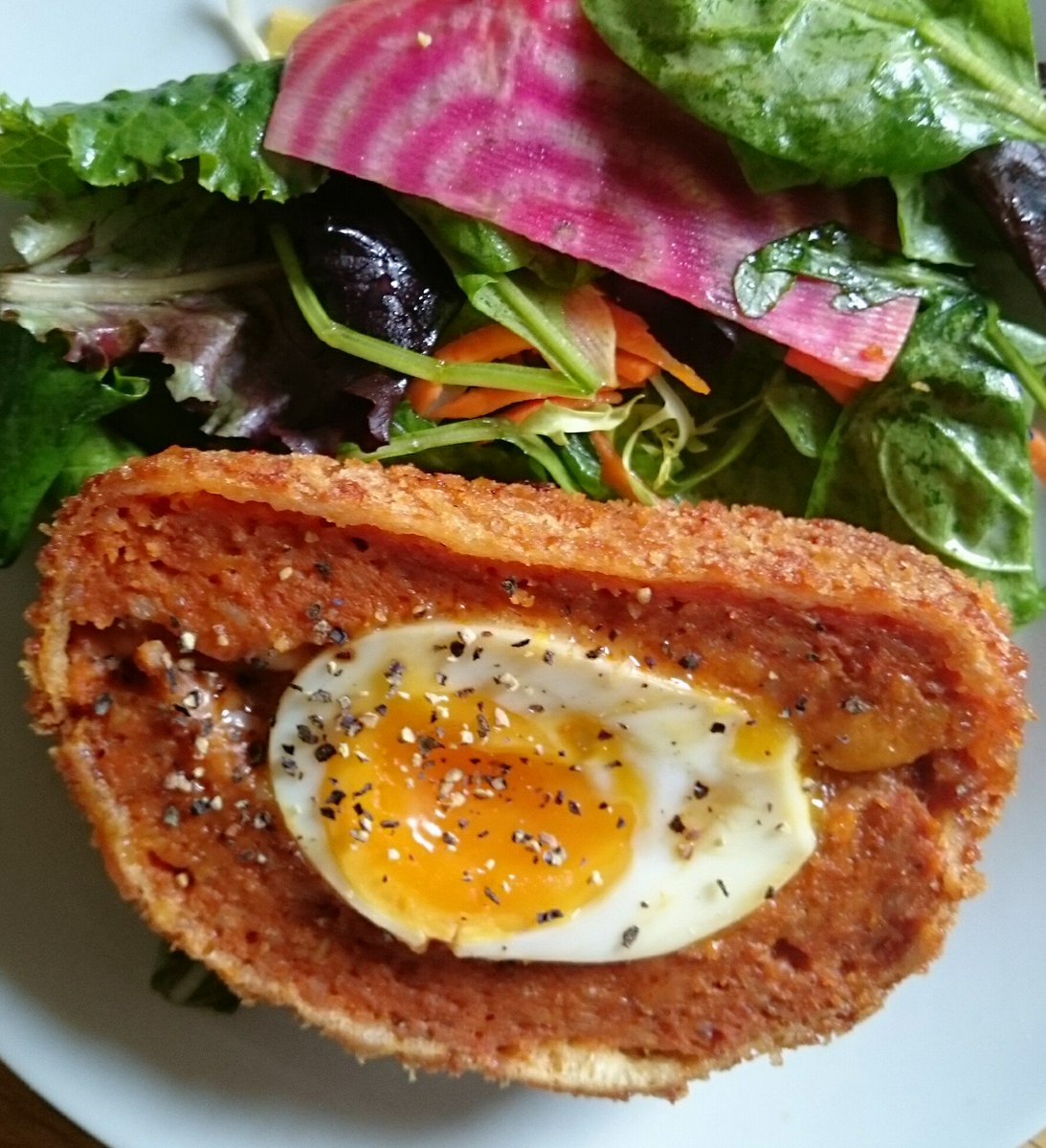 Chorizo scotch egg &amp; Feta, squash &amp; spinach tart from @StationWestBay for <a href="/BridportFoodFst/">BridportFoodFestival</a> Taste Trail