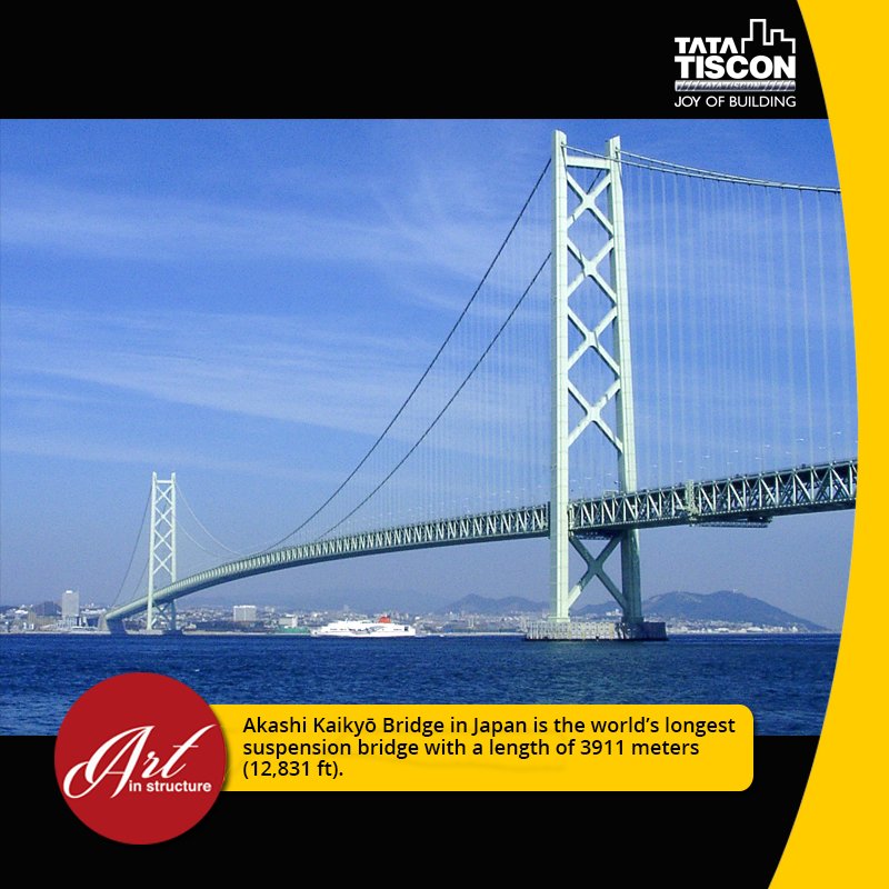 tatatisconworld's tweet photo. The bridge linking Kobe &amp; Iwaya has been designed to withstand earthquakes and harsh sea conditions.#ArtInStructure https://t.co/VQ1ajzOBI5