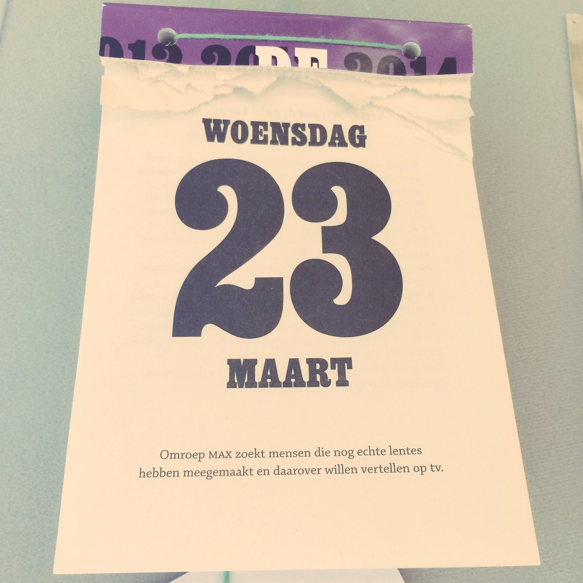 Het mooie aan zo'n scheurkalender is dat je precies kunt zien wanneer het écht druk begon te worden op kantoor