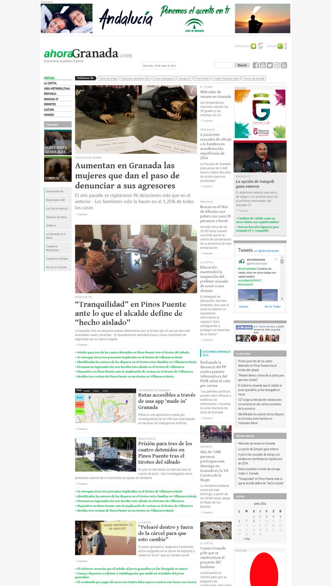 AhoraGranada's tweet photo. #EnPortada hoy #CasosViolenciaGénero, #PinosPuente, #Tribunales, #AppUGR y más https://t.co/imVXJph6VW https://t.co/3944zZdo1s