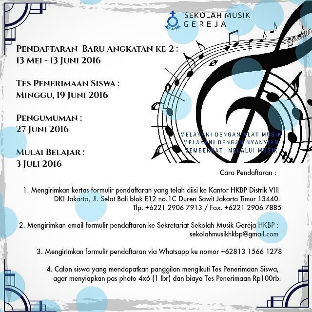HKBPMusicSchool's tweet photo. Syalom, Horas!
Tinggal 5 (lima) hari lagi.. https://t.co/TJoLFJB2Eg