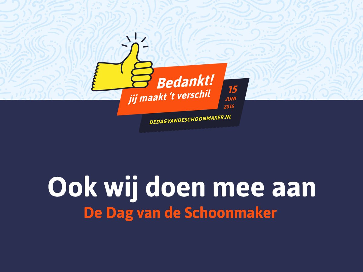 Super trots op onze medewerkers! Die gaan we eens in het zonnetje zetten volgende week #DeDagvandeSchoonmaker