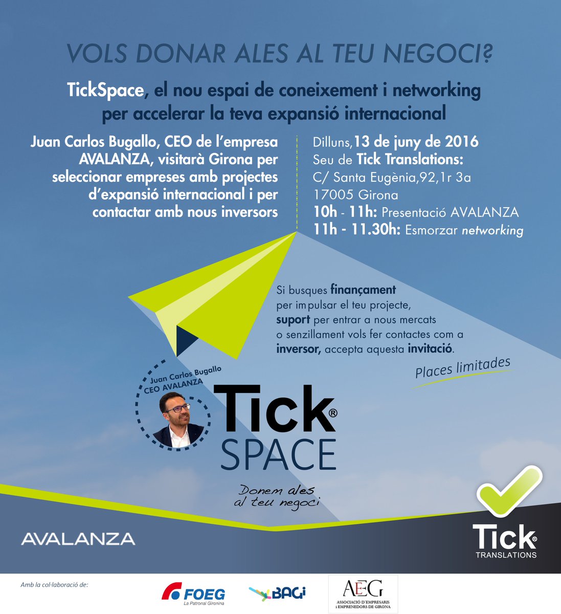 Impulsa el teu necoci, inscriu-te a #tickspace ticktranslations.com/ca/tickspace/ <a href="/Avalanza_com/">AVALANZA</a> #Girona #Gironaemprèn