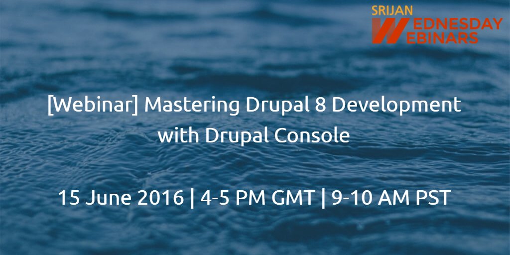 Srijan's tweet image. Join @enzolutions at buff.ly/1YaJoo2 & improve your #Drupal 8 productivity w/ #DrupalConsole, in just weeks.