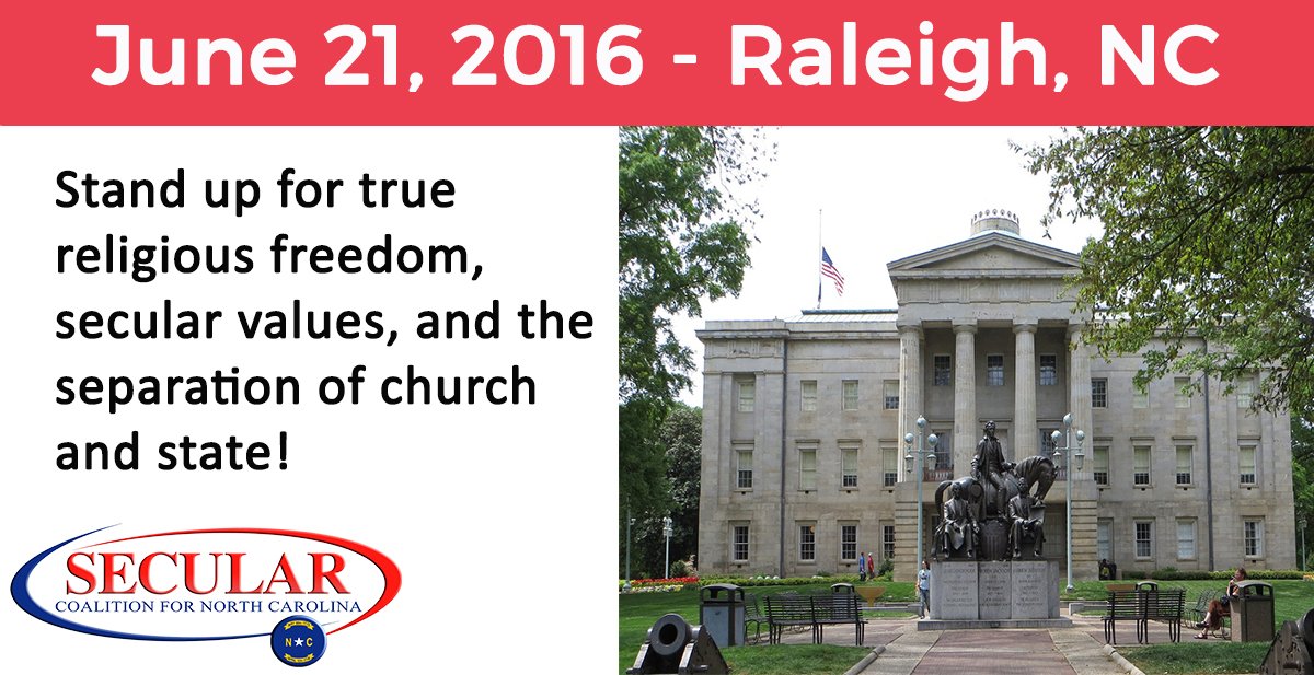 Our @SecularNC is holding a FREE lobby day! Register now bit.ly/24yuCJa #NorthCarolina #HB2 #secularvalues