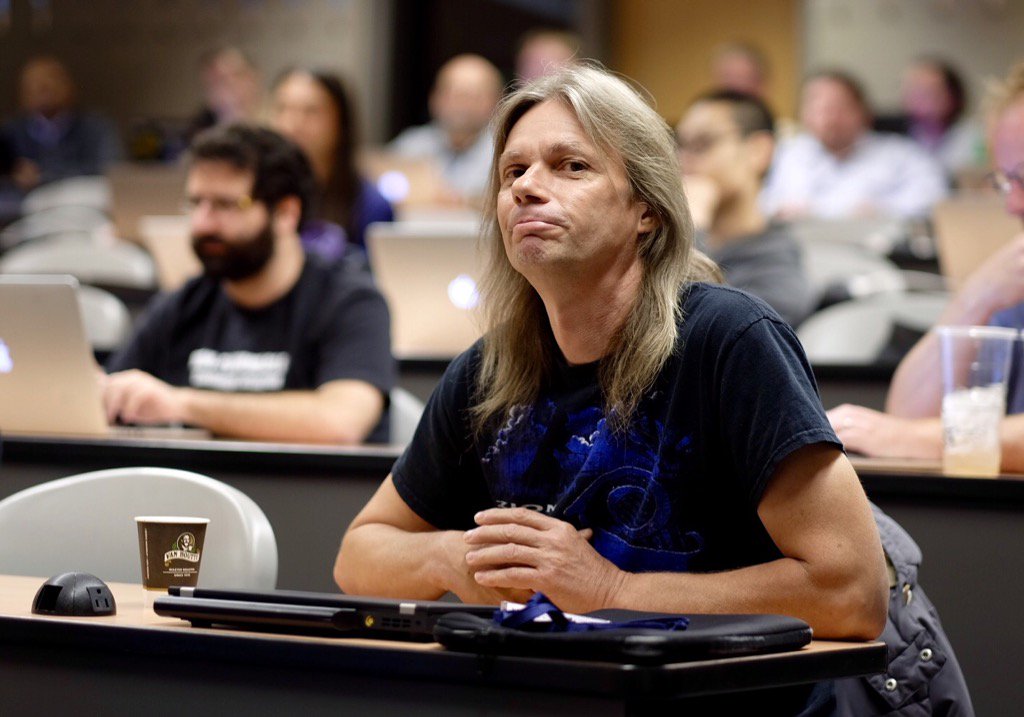 Keltounet's tweet image. Rod Grimes, one of the#FreeBSD founders \o/ #photo #fuji #XT1 #devsummit #BSDCan