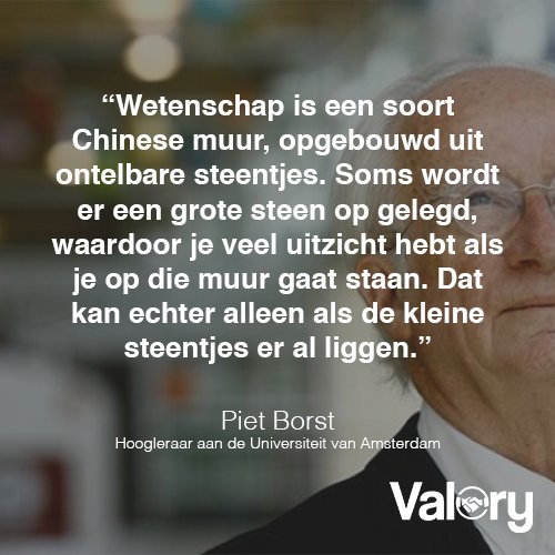 Een #quote over de wetenschap van Piet Borst "wetenschap is een soort Chinese muur.." #wijzewoorden